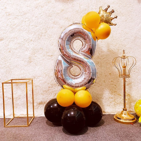 Sapphire Silver Aluminium Foil Number Balloons 0-9 Birthday Party Anniversary Decor