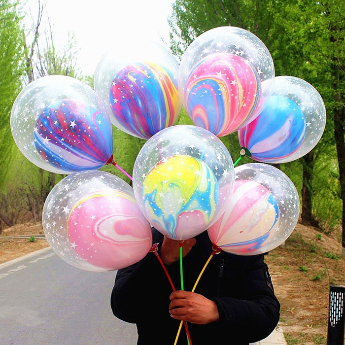 10Pcs 12 inch Double Layer Agate Balloons Wedding Ballon Happy Birthday Baby Shower Decoration Kids Party Supplies - Home Traders Sources