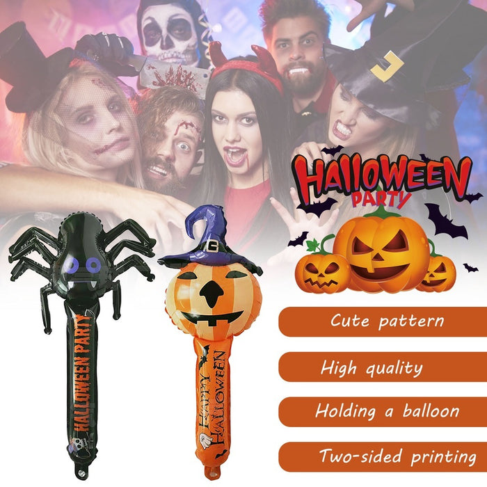 3pcs Halloween Balloons Stick Pumpkin Devil Inflatable Balloons Automatic Sealing Balloons Toy Party Decor Children Gift Toys - Home Traders Sources