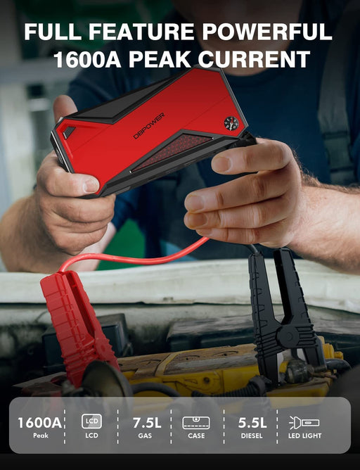 DBPOWER Car Jump Starter, 1600A Peak 18000mAh - Home Traders Sources
