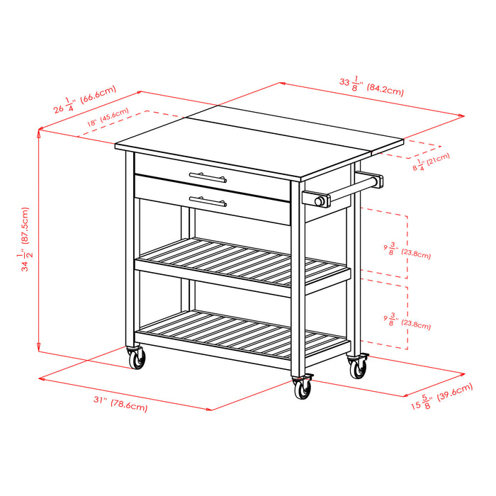 Langdon Kitchen Cart; Drop Leaf