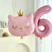 2pcs Cute Pink Number Cat Head Balloons Baby Shower Globos Kids Toy - Home Traders Sources