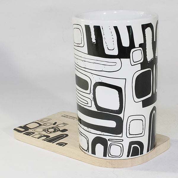 SYNC - [Brick] Graphic Mug w/ Wood Coaster - No Handle (4.4 inch height) - Home Traders Sources