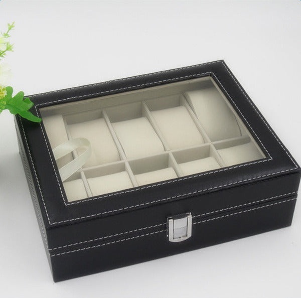 10 Compartments High-grade Leather Watch Collection Storage Box Black - Home Traders Sources