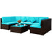 Backyard Patio Garden PE Rattan Sectional  Corner Sofa Furniture Set 7 Pieces - Home Traders Sources