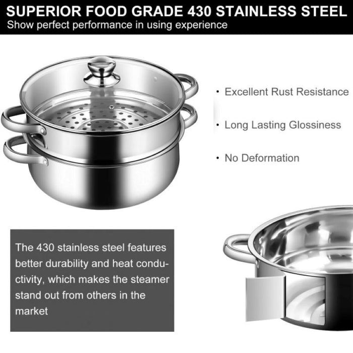 Home Kitchen 2 Tier Stainless Steel Steamer Cookware Boiler - Home Traders Sources