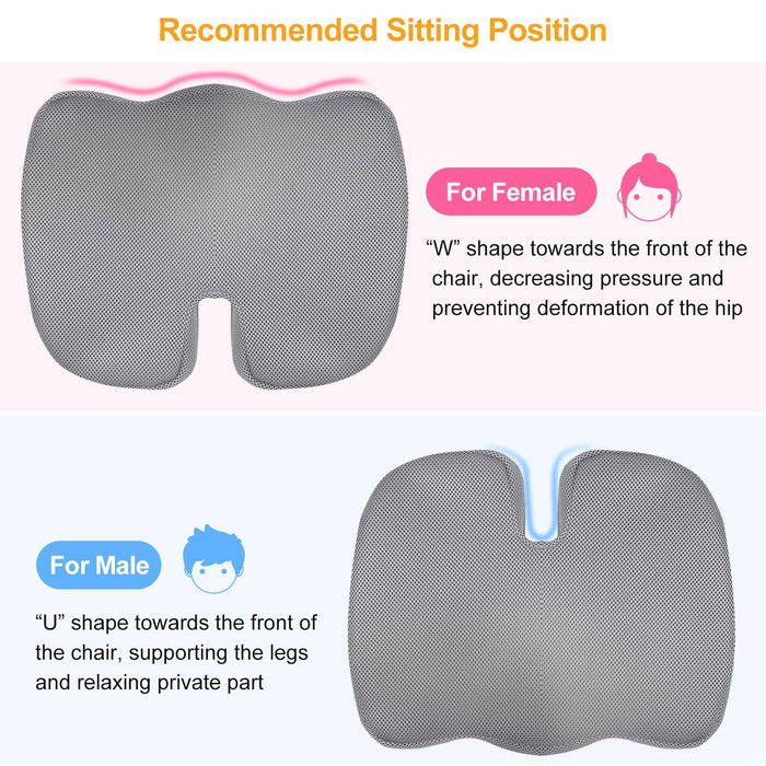 Seat Cushion Coccyx Orthopedic Memory Foam Cushion Tailbone Hip Support Chair Pillow for Office Car Seat - Home Traders Sources