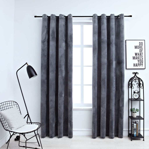 Blackout Curtains with Rings 2 pcs Anthracite 54"x63" Velvet - Home Traders Sources