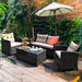 Garden Patio Rattan Armrest Furniture Set Table With Lower Shelf  4 Pcs Set - Home Traders Sources