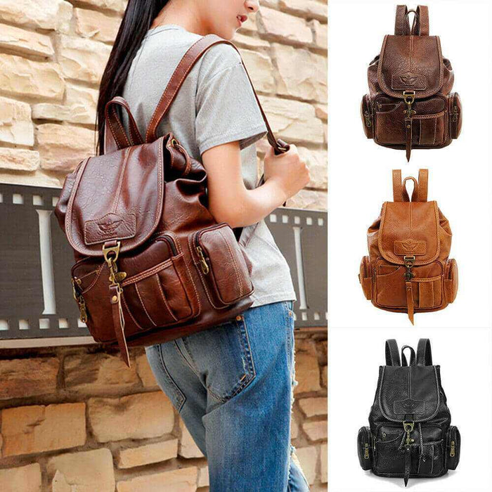 Women Girls Leather Backpack Shoulder School Shoulder Satchel HandBag Travel - Home Traders Sources