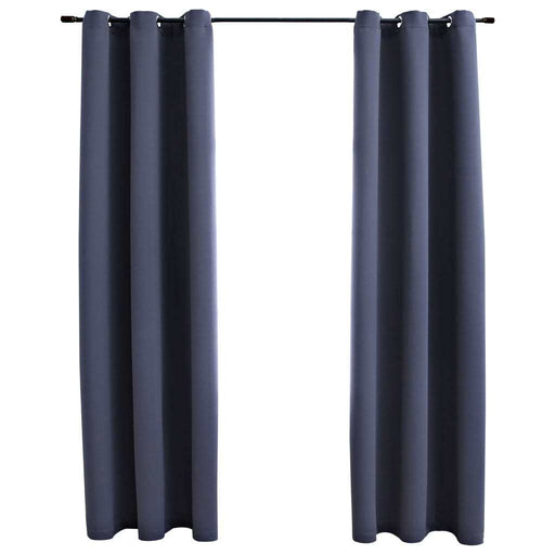 Blackout Curtains with Rings 2 pcs Anthracite 37"x63" Fabric - Home Traders Sources