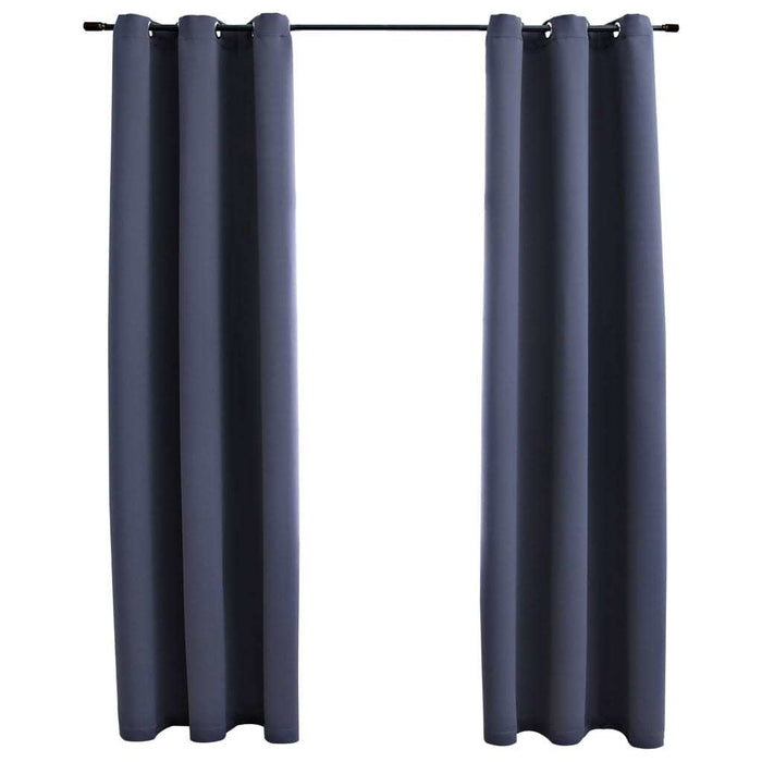 Blackout Curtains with Rings 2 pcs Anthracite 37"x63" Fabric - Home Traders Sources